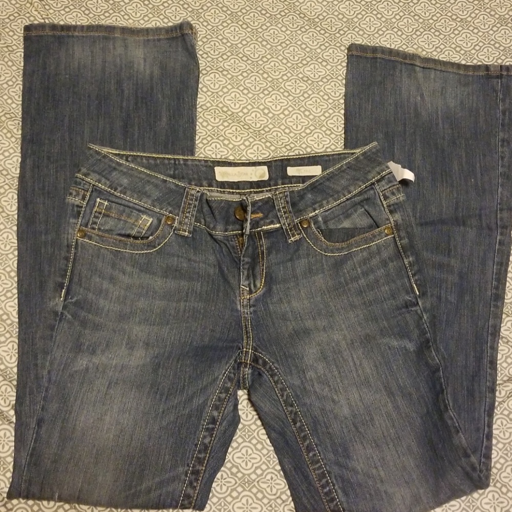 Faded blue jeans